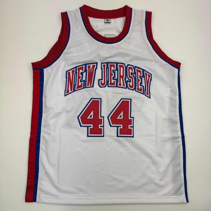 Autographed/Signed Derrick Coleman New Jersey NJ White Jersey BAS COA