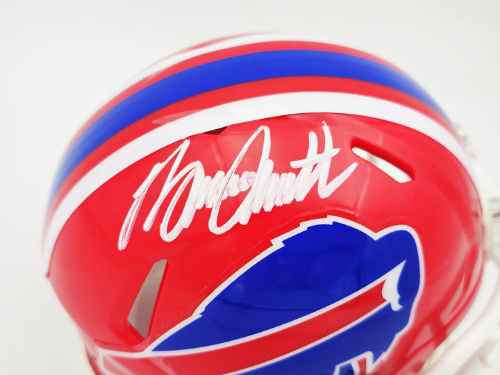Bruce Smith Signed Bills Red Throwback 1987-2001 Speed Mini Helmet Beckett Wit