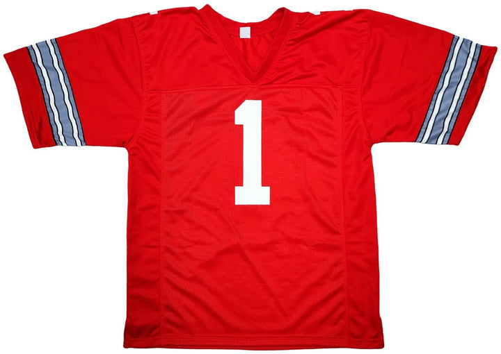 Justin Fields Ohio State Signed Red Football Jersey BAS