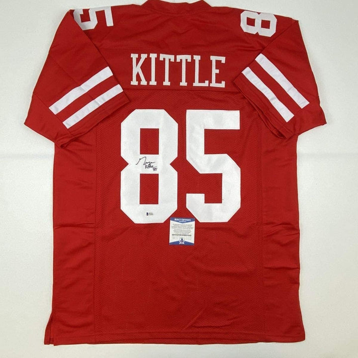 Autographed/Signed GEORGE KITTLE San Francisco Red Jersey Beckett COA