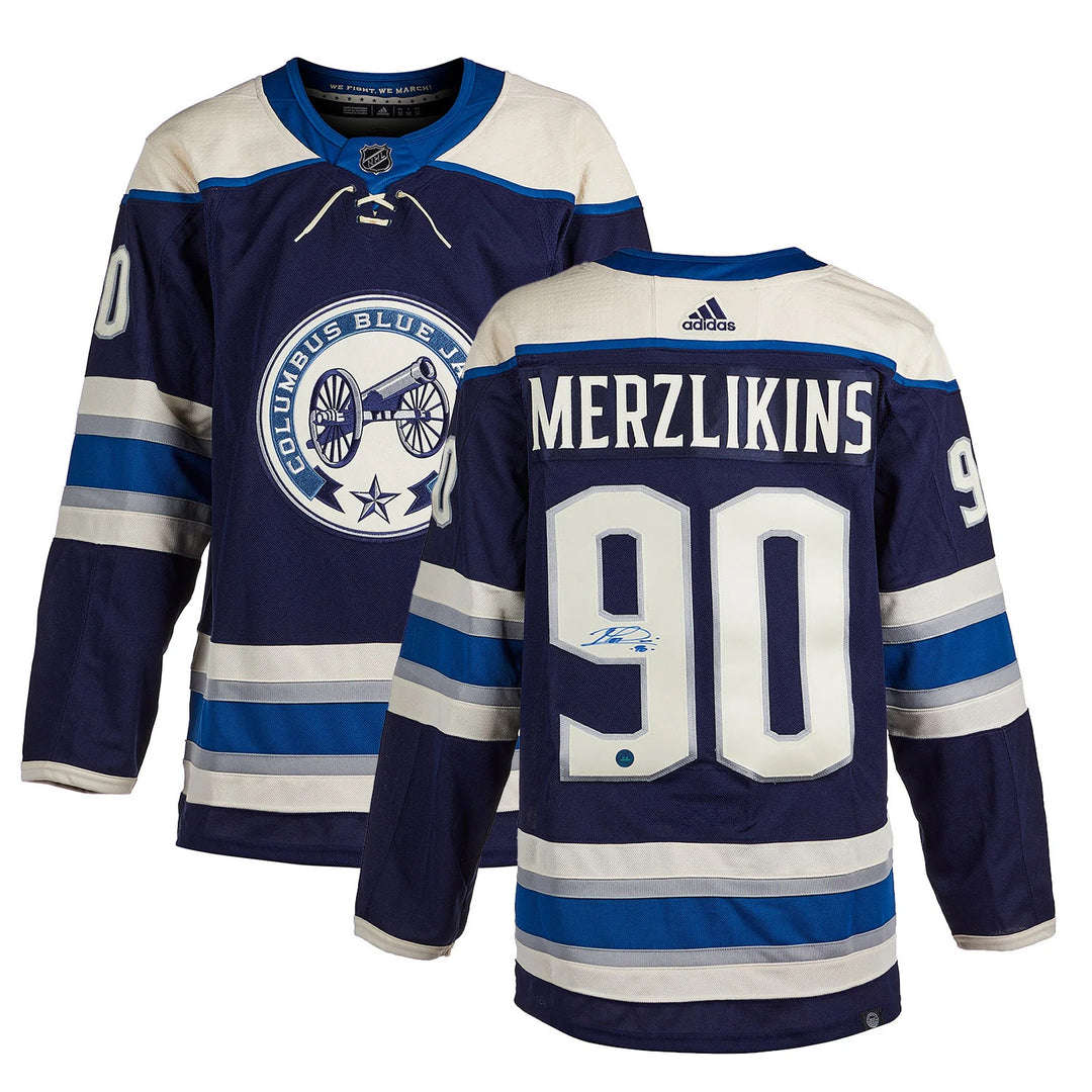 Elvis Merzlikins Signed Columbus Blue Jackets Alternate adidas Jersey