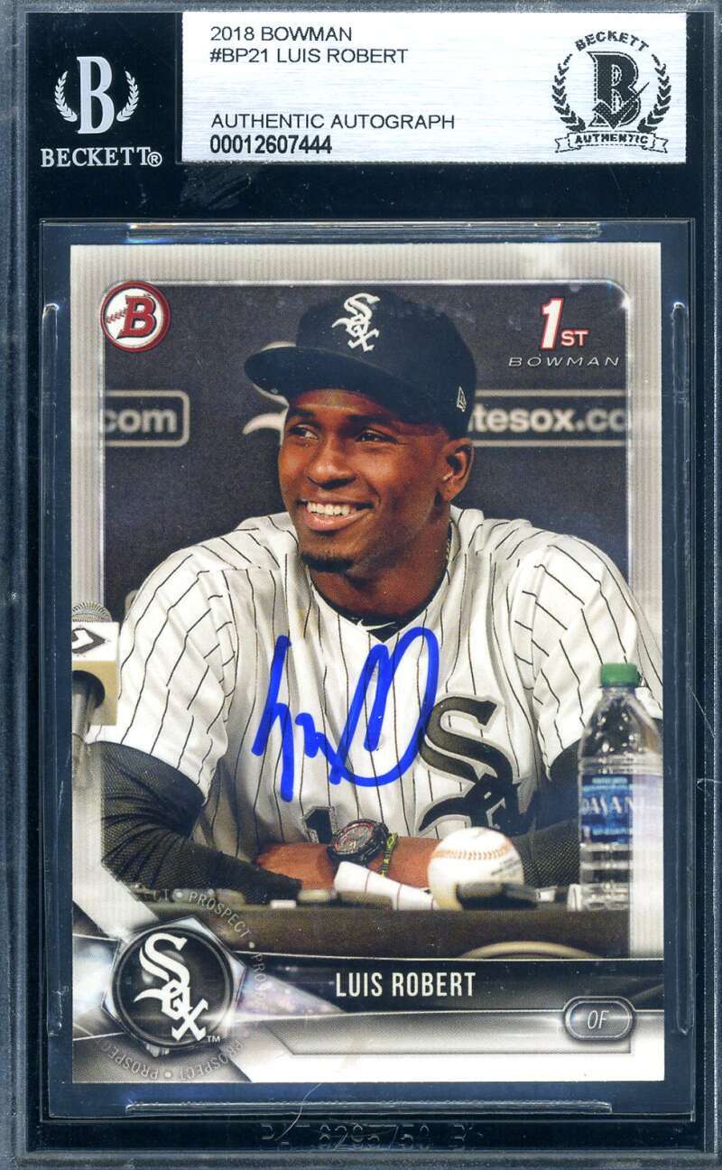 Luis Roberts Beckett BAS Signed 2018 Bowman First Rookie Autograph