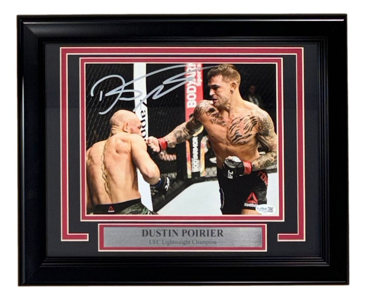 Dustin Poirier Signed Framed 8x10 UFC Fight vs Conor McGregor Photo JSA QR