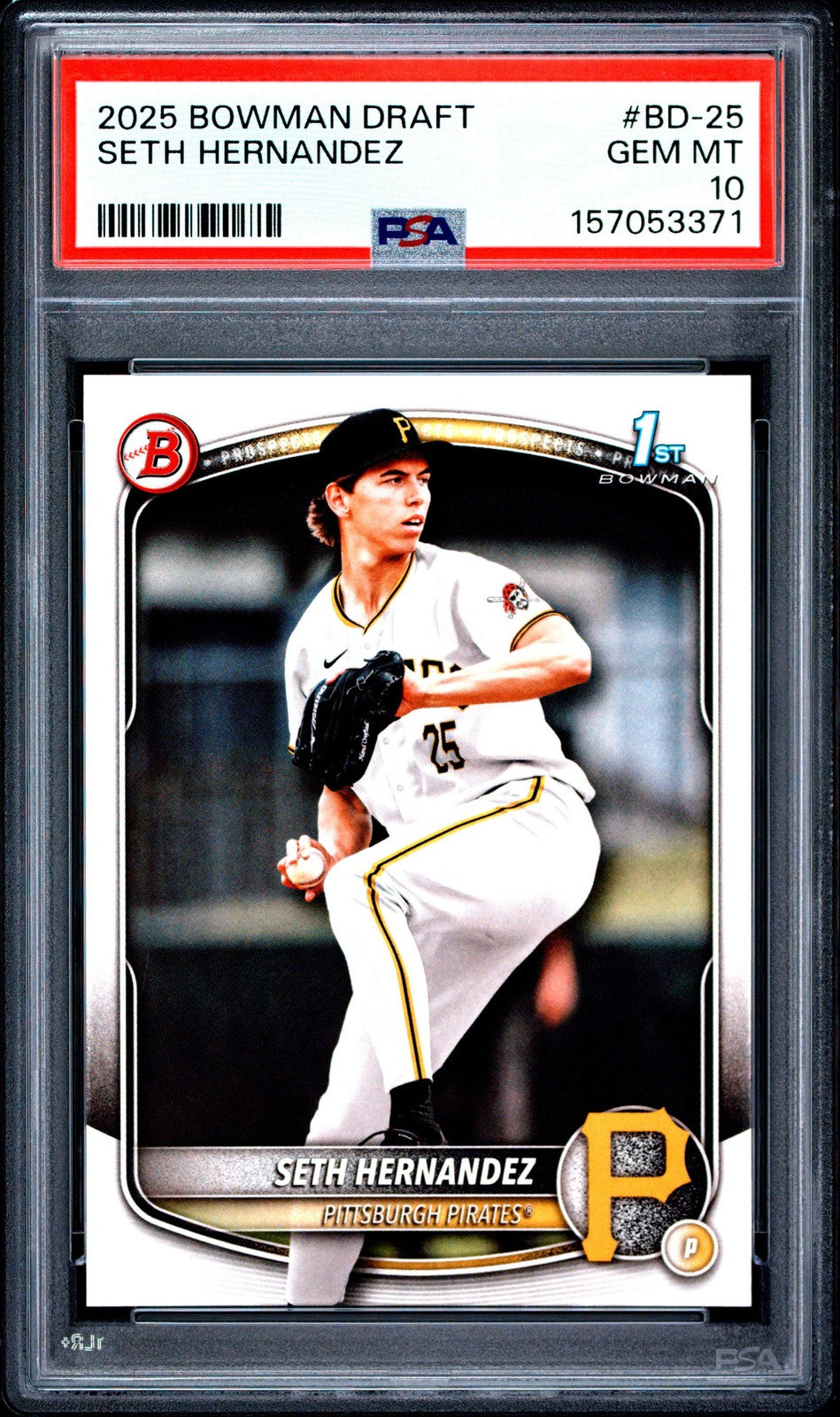 Graded 2025 Topps Bowman Draft Seth Hernandez #BD25 Rookie RC Card PSA 10