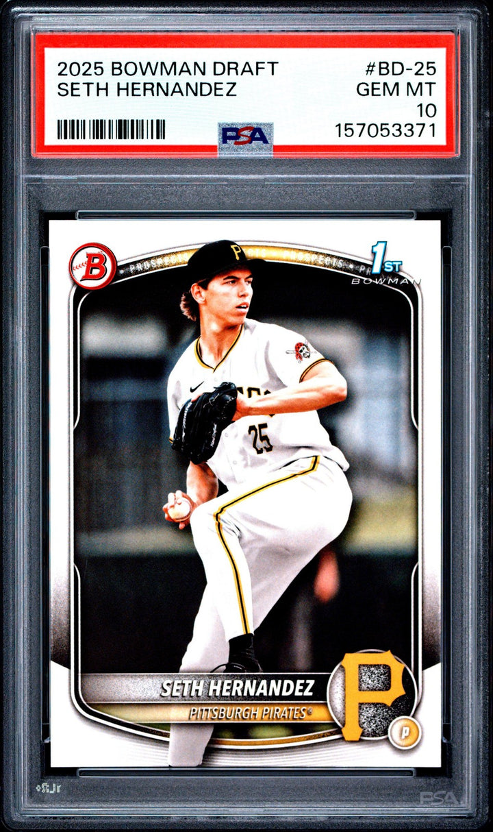 Graded 2025 Topps Bowman Draft Seth Hernandez #BD25 Rookie RC Card PSA 10