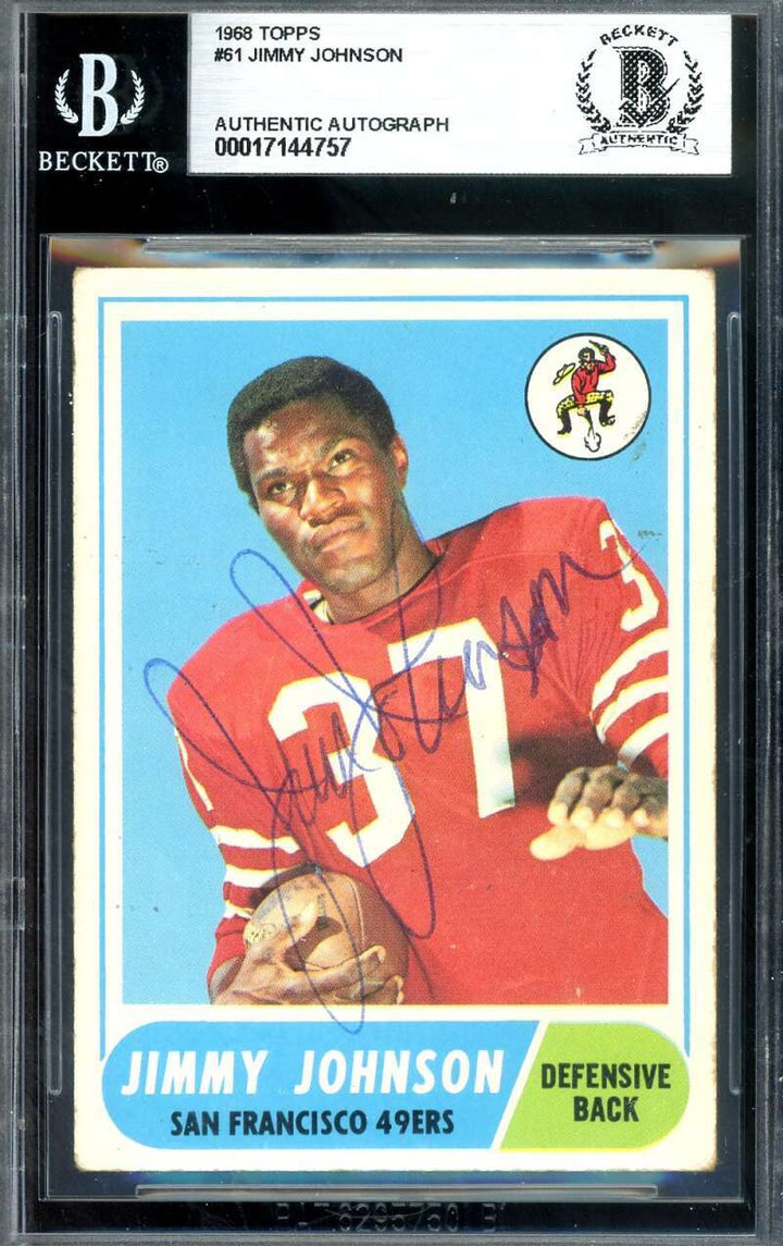 Jimmy Johnson Beckett BAS Vintage Signed 1968 Topps Autograph