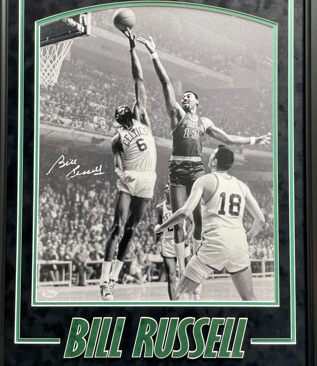 STOLEN - Bill Russell Autographed Boston Celtics Framed 16x20 Photo JSA Signed