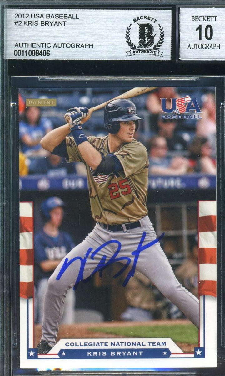 Kris Bryant Bas Beckett Coa Autograph 2012 Panini Rookie Authentic Hand Signed