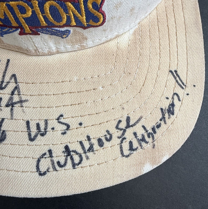 1996 Yankees World Series Game Worn Used Locker Room Celebration Hat Pat Kelly