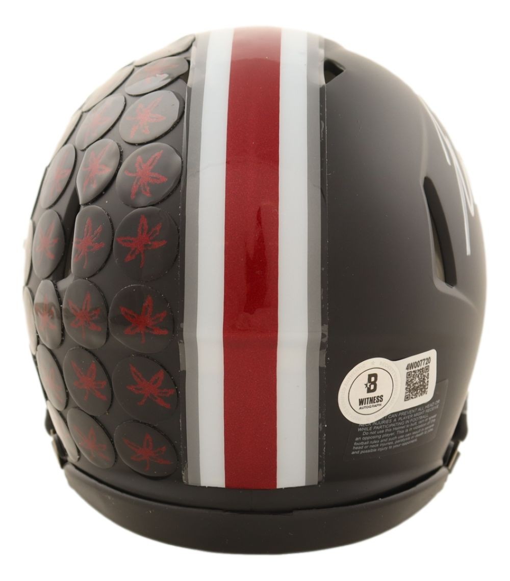 Justin Fields Signed Ohio State Alternate Black Mini Speed Helmet BAS