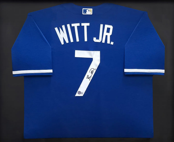 Kansas City Royals Bobby Witt Jr. Signed Framed Blue Nike Jersey BAS Witness