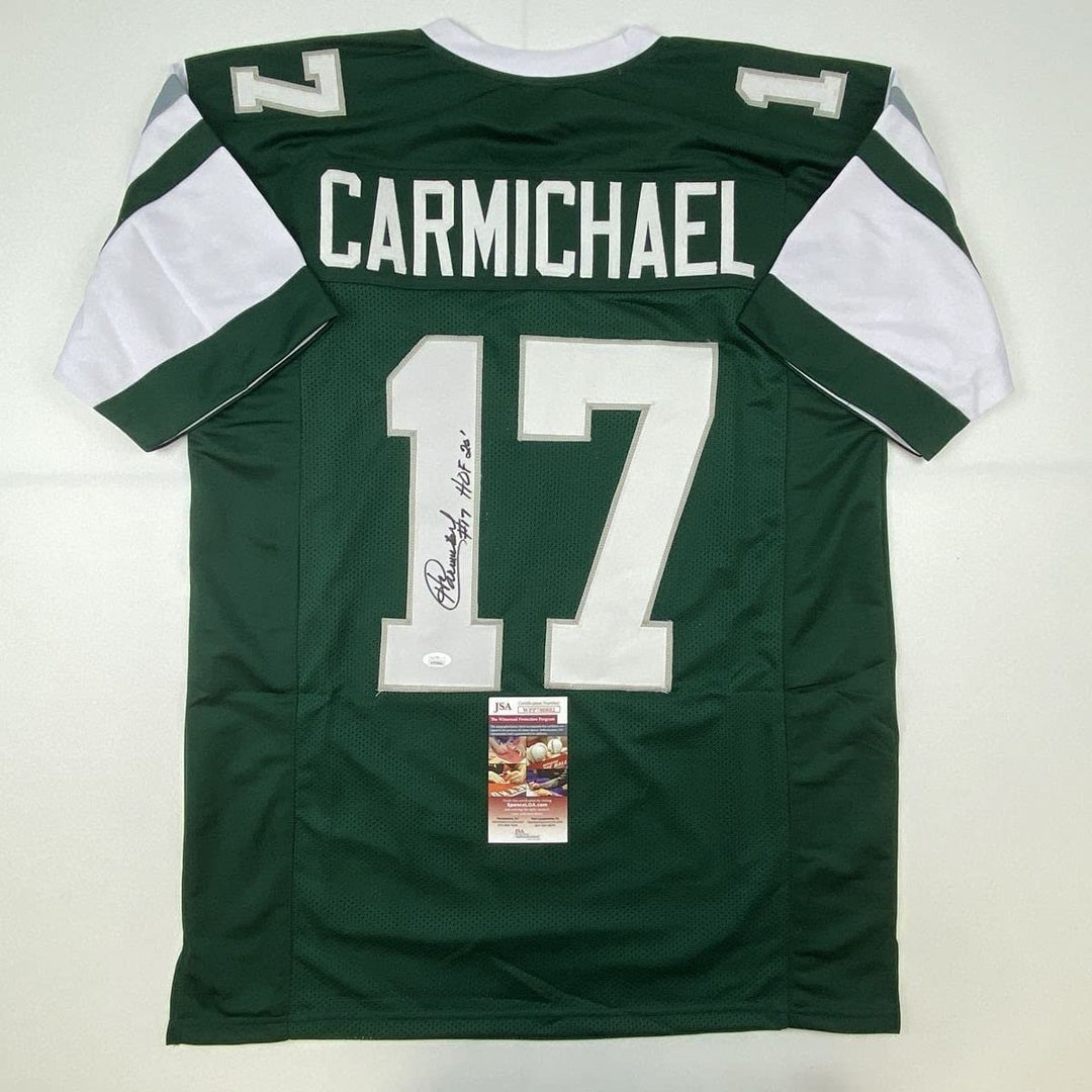 Signed Harold Carmichael HOF 20 Philadelphia Green Jersey JSA COA