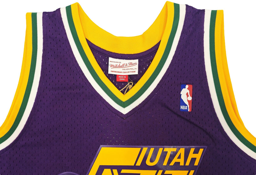 Jazz John Stockton Auto Purple Authentic Mitchell Ness 91 HWC Swingman Jersey L