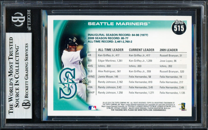 Ken Griffey Jr. & Ichiro Suzuki Signed 2010 Topps Card 515 Mariners Beckett