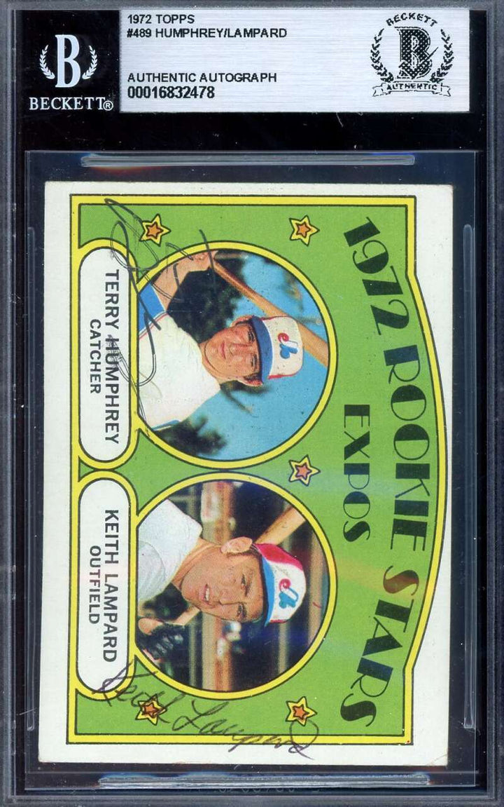 Terry Humphrey Keith Lampard Beckett BAS Signed 1972 Topps Rookie Stars Autograp