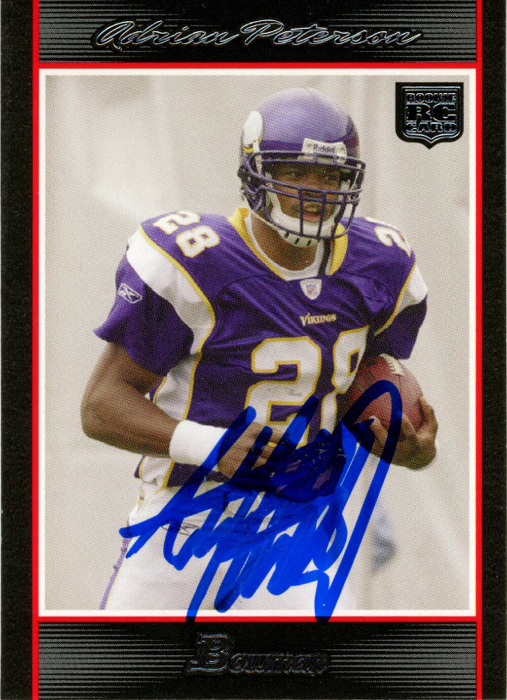 Adrian Peterson Autographed 2007 Bowman #126 Trading Card Beckett 38572