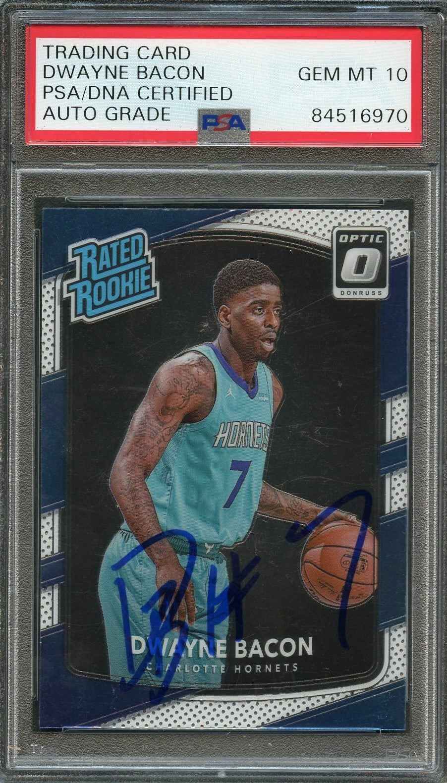 2017-18 Optic Rated Rookie #161 Dwayne Bacon Signed Card AUTO 10 PSA/DNA Slabbed