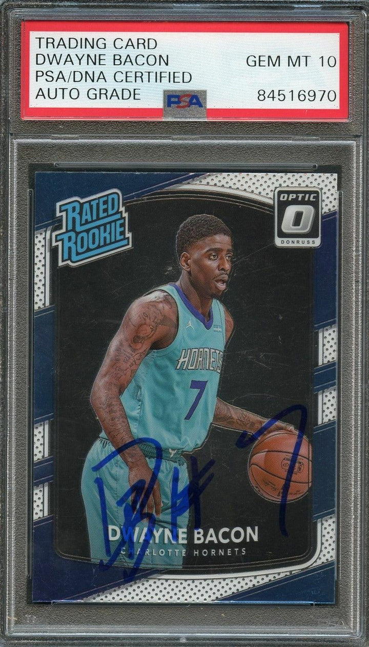 2017-18 Optic Rated Rookie #161 Dwayne Bacon Signed Card AUTO 10 PSA/DNA Slabbed