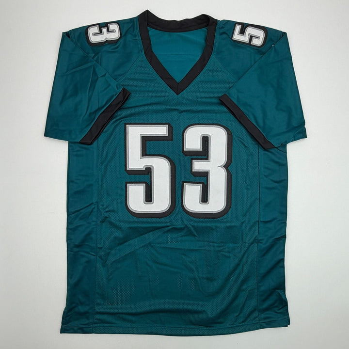 Autographed/Signed Zack Baun Philadelphia Green Football Jersey Beckett COA