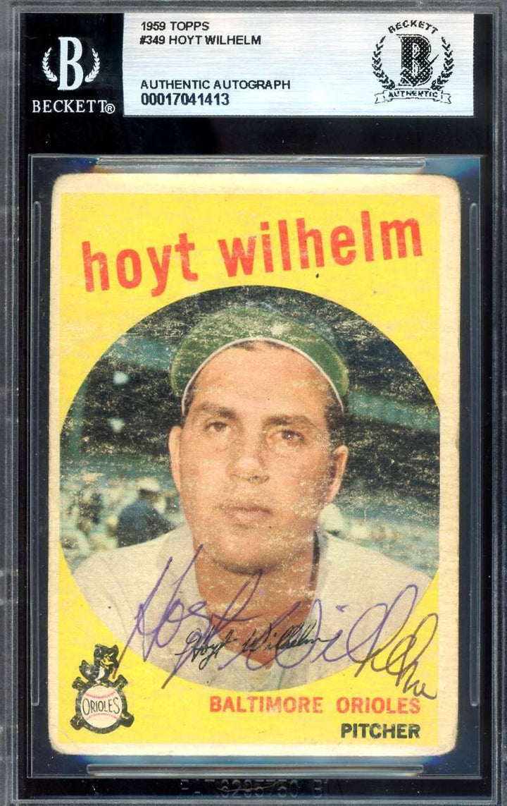 Hoyt Wilhelm Beckett BAS Signed 1959 Topps Autograph