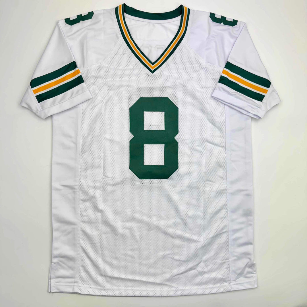 Autographed/Signed Josh Jacobs Green Bay White Football Jersey Beckett BAS COA