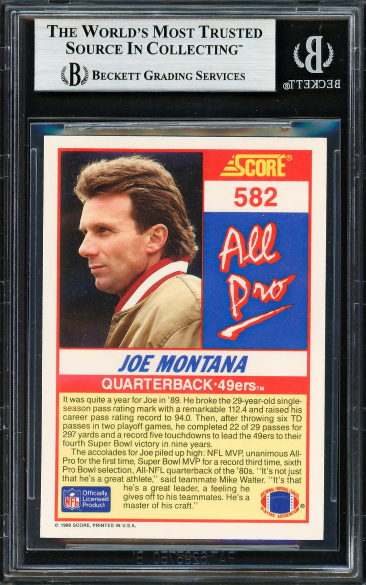 Joe Montana Signed 1990 Score Card 582 San Francisco 49ers Beckett