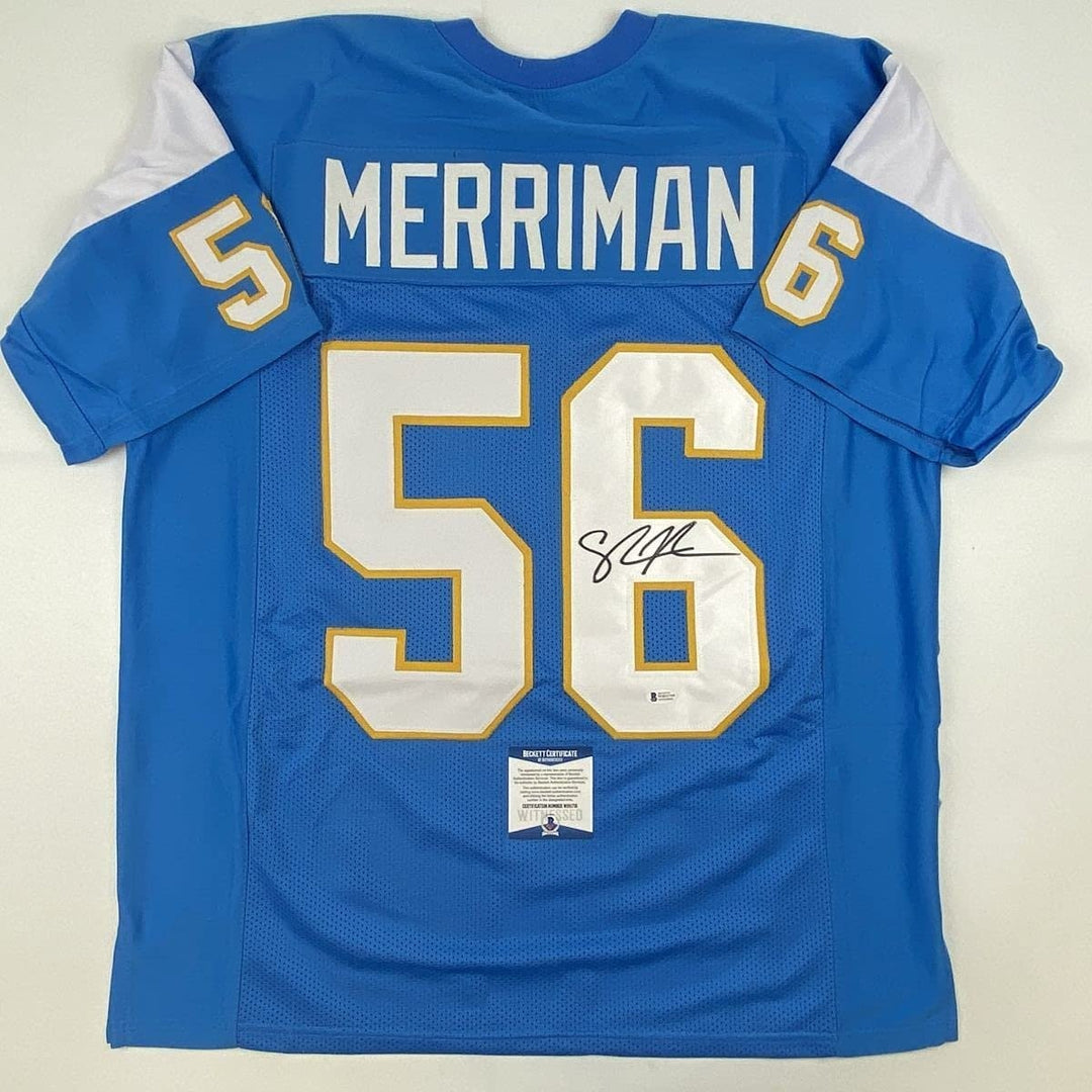 Autographed/Signed SHAWNE MERRIMAN San Diego Powder Blue Jersey BAS COA
