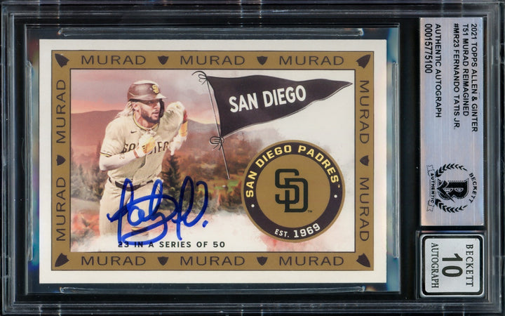 Fernando Tatis Jr Auto 2021 Topps Allen & Ginter Murad Card MR-23 Sig 10 Beckett