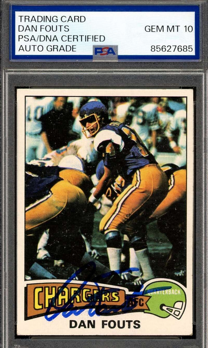 Dan Fouts Gem Mint 10 PSA DNA Signed 1975 Topps Rookie Autographed