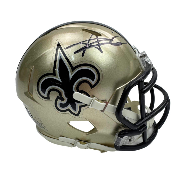 Autographed/Signed Alvin Kamara New Orleans Saints Mini Helmet Beckett BAS COA