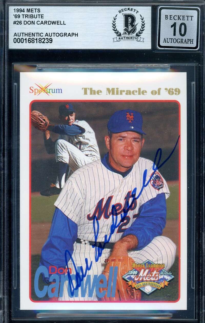 Don Cardwell Gem Mint 10 Beckett BAS Signed 1994 Spectrum 1969 Mets Autograph