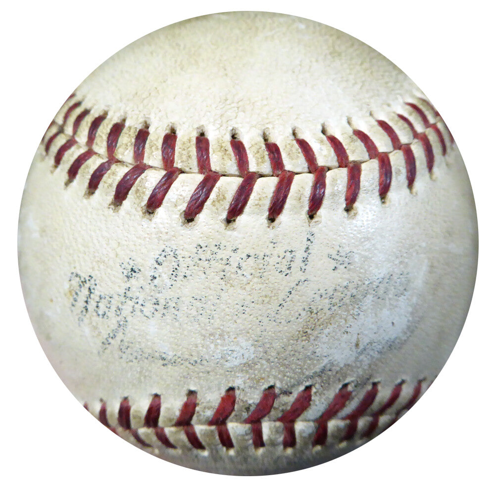 Ernie Banks Auto NL Game Used Baseball Cubs Vintage Sig "Foul Ball 1960" PSA/DNA
