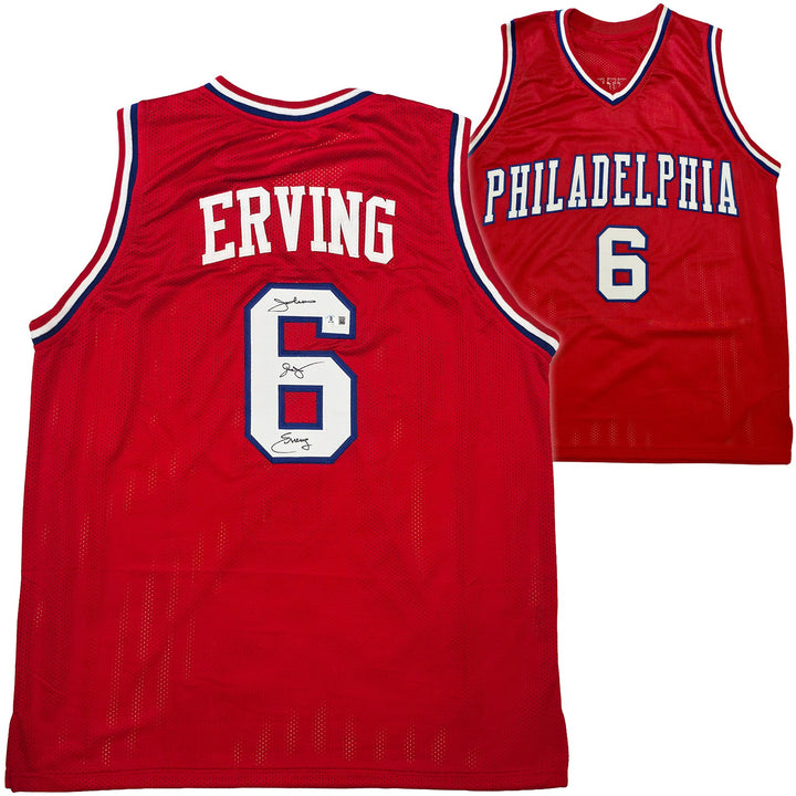 Philadelphia 76ers Julius "Dr. J" Erving Signed Red Jersey Beckett Witness
