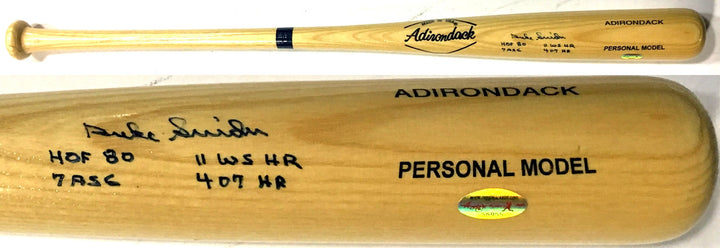 Duke Snider Signed "HOF 80, 7 ASG, 11 WS HR, 407 HR" 4 Inscribed Bat Dodgers COA
