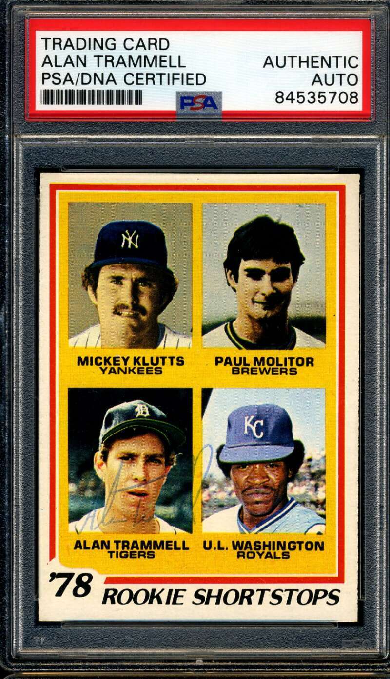 Alan Trammell PSA DNA Vintage Signed 1978 Topps Rookie Autograph