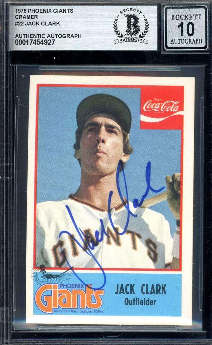Jack Clark Gem Mint 10 Beckett BAS Signed 1976 Phoenix Greats Cramer Rookie Auto