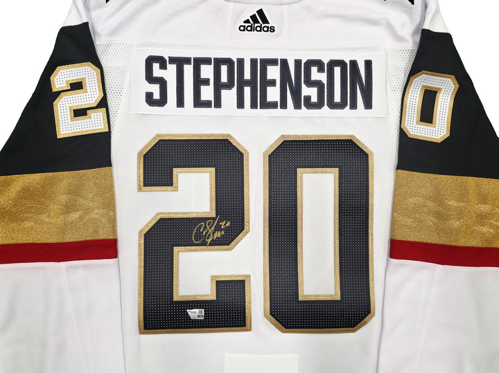 Golden Knights Chandler Stephenson Auto White Adidas 2023 Stanley Cup Jersey 56
