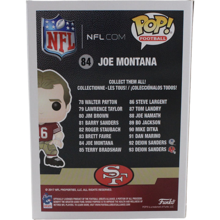 Joe Montana Signed San Francisco 49ers Funko Pop! #84 w/Hard Protector FAN 44413