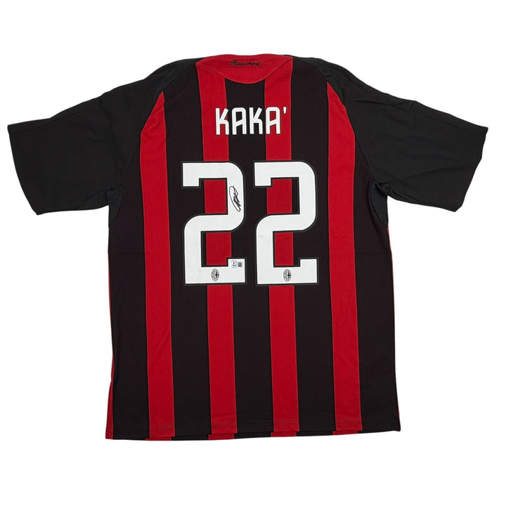 Autographed/Signed Ricardo Kaka AC Milan Black/WHite Jersey Beckett BAS COA