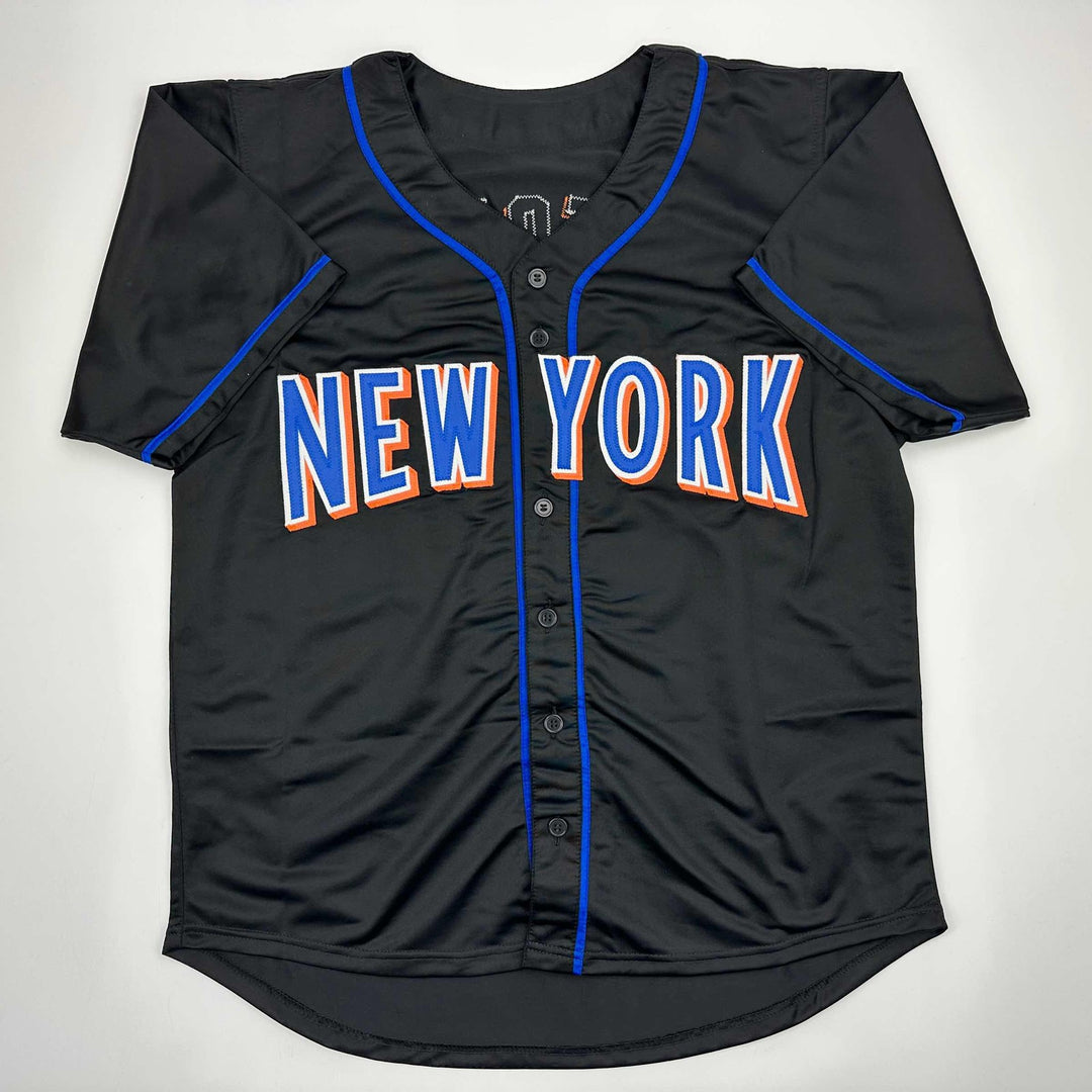 Autographed/Signed Edgardo Alfonzo New York Black Baseball Jersey JSA COA