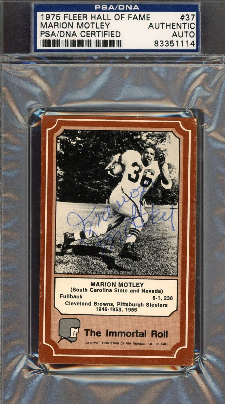Marion Motley PSA DNA Signed 1975 Fleer Immortal Roll Autograph