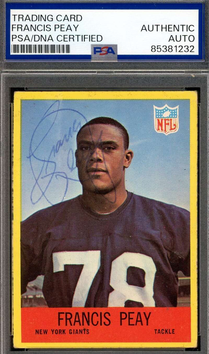 Francis Peay PSA DNA Vintage Signed 1967 Philadelphia Gum Autograph