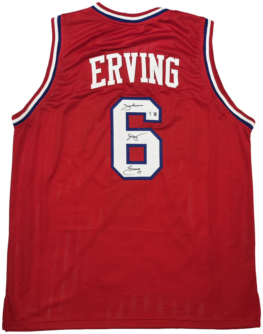 Philadelphia 76ers Julius "Dr. J" Erving Signed Red Jersey Beckett Witness