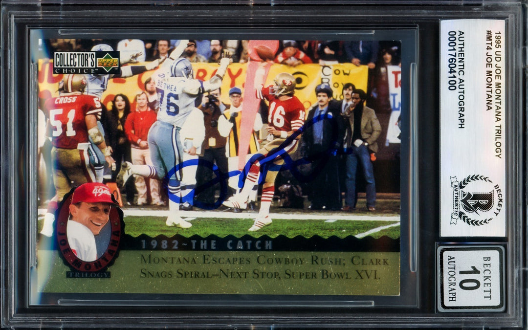 Joe Montana Signed 1995 Upper Deck Card MT4 49ers Auto GM 10 The Catch Beckett