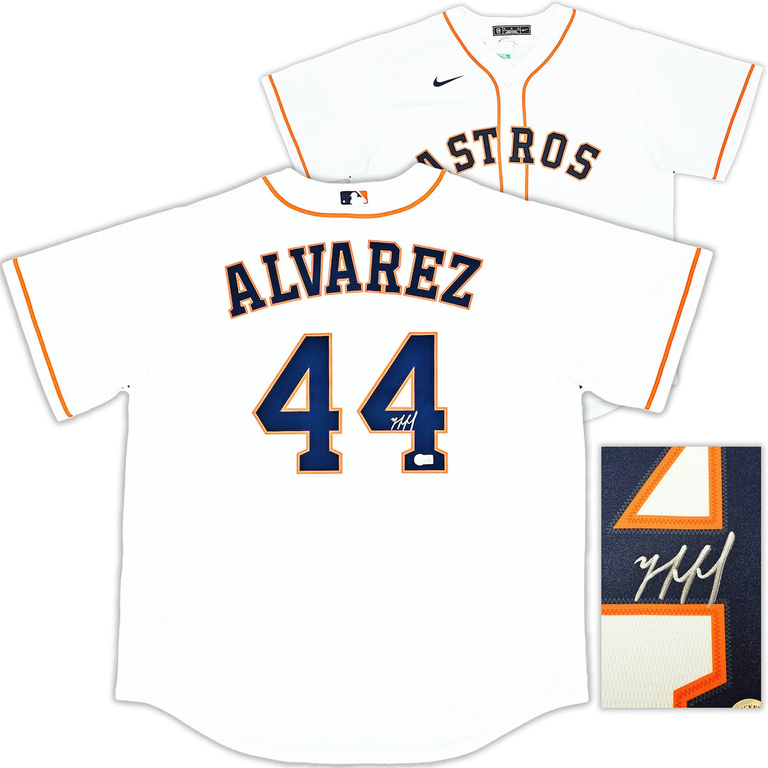 Houston Astros Yordan Alvarez Signed White Nike Jersey Size XL Beckett Wit