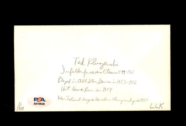 Ted Kluszewski PSA DNA Signed FDC 1983 First Day Cover Cache Babe Ruth Autograph
