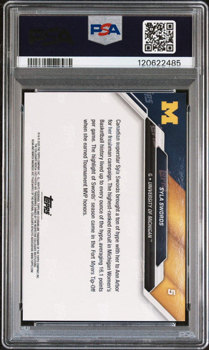 Graded 2025 Bowman U Now Syla Swords #5 March Madness RC Basketball Card PSA 10