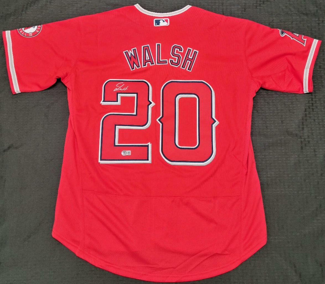 Jared Walsh signed Red Los Angeles Angels Jersey autograph ~ BAS Beckett Witness