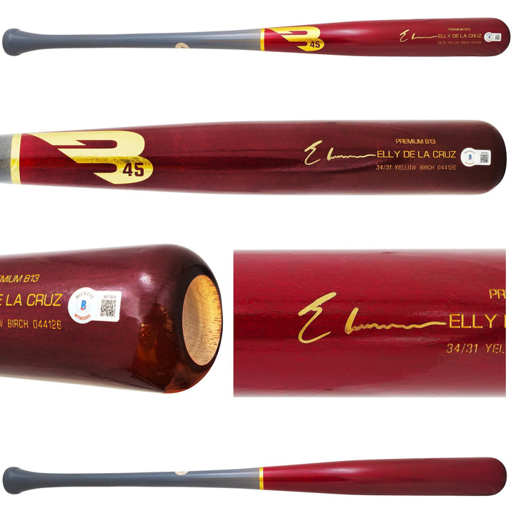 Elly De La Cruz Auto Signed Red B45 Player Model Baseball Bat Reds Beckett Wit