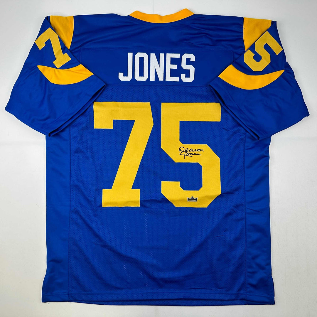 Facsimile Autographed Deacon Jones Los Angeles LA Blue Reprint Jersey Men's XL